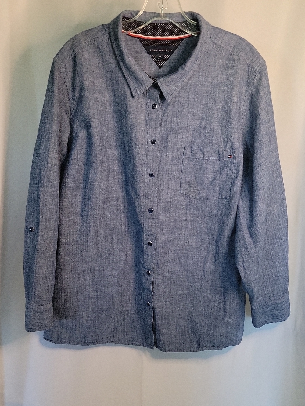 Tommy Hilfiger Chambray Button-Front Shirt in Light Blue